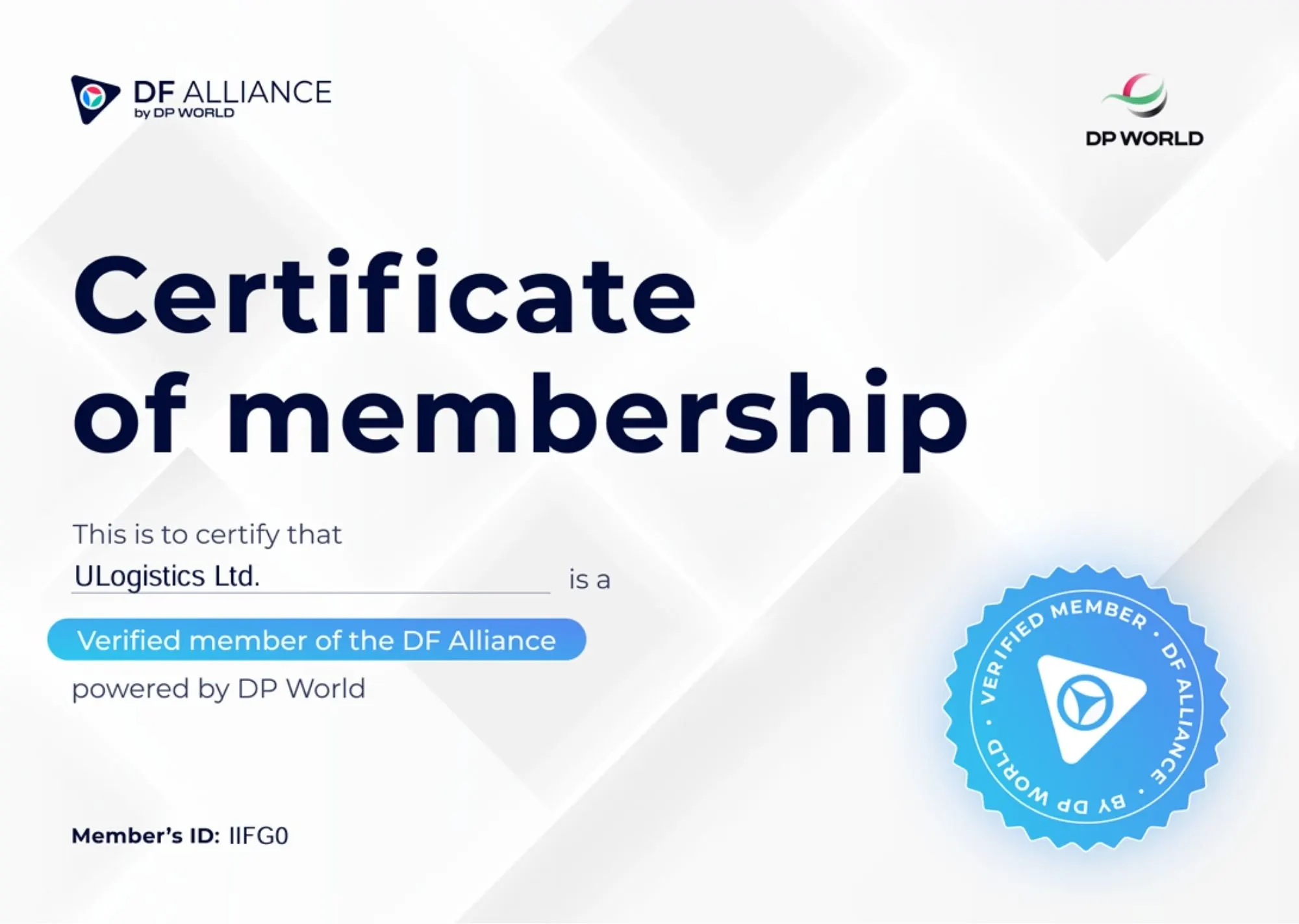 Digital Freight Alliance Certificate